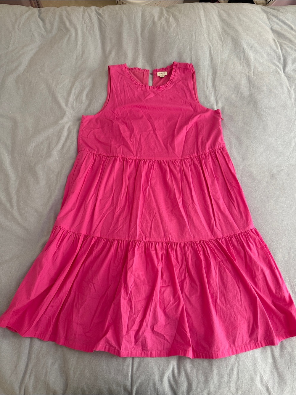 J. Crew Bright Pink Sleeveless Tiered Sundress
